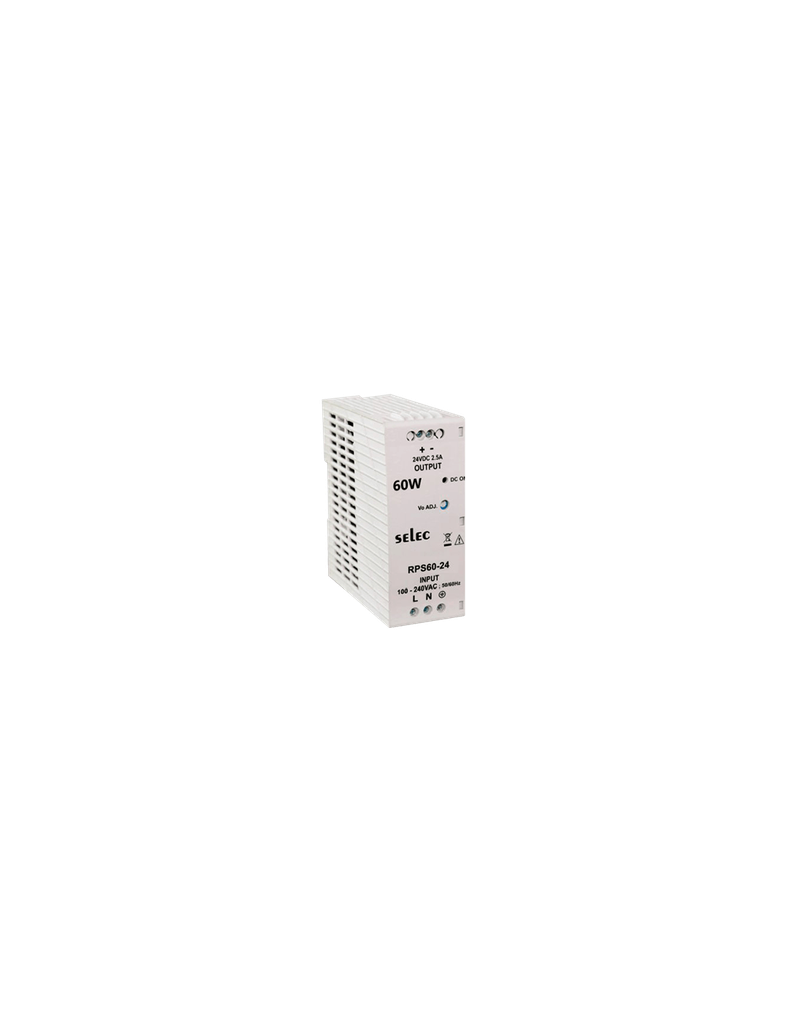 [RPS60-24] RPS60-24 - Fuente de Poder, 60W, 96x48 1 Fase Montaje Riel Din