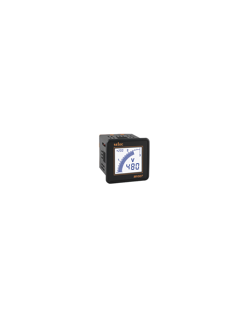 [MV507-110V] Voltímetro, 1Ø, 48x48 Análogo-Digital Pantalla LCD 3 Digitos, 1Ø-2H Sustituto de MV507